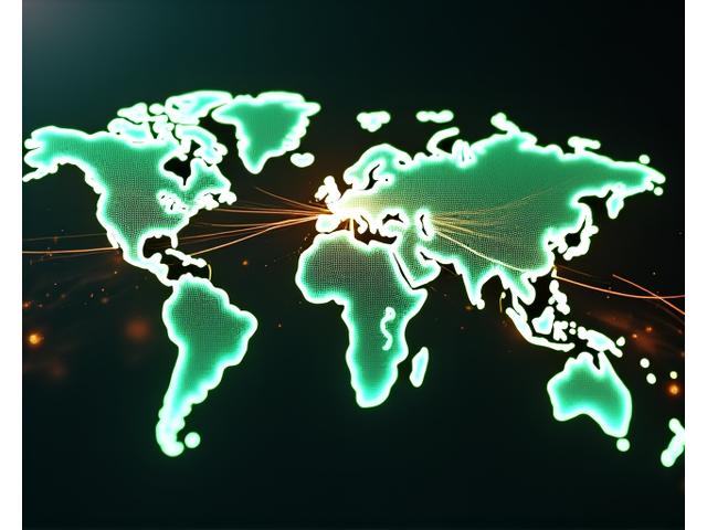 Dynamic visualization of global payment flows using blockchain, showing accelerated transactions and reduced friction