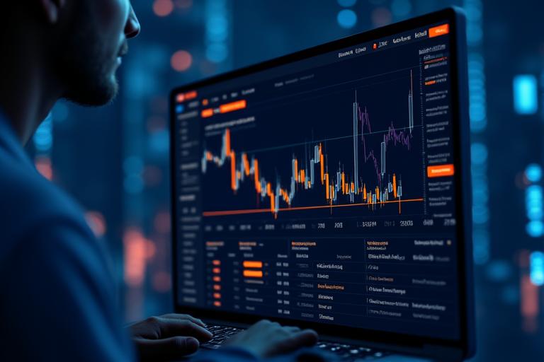 Sophisticated decentralized derivatives trading platform interface with advanced charting and order management
