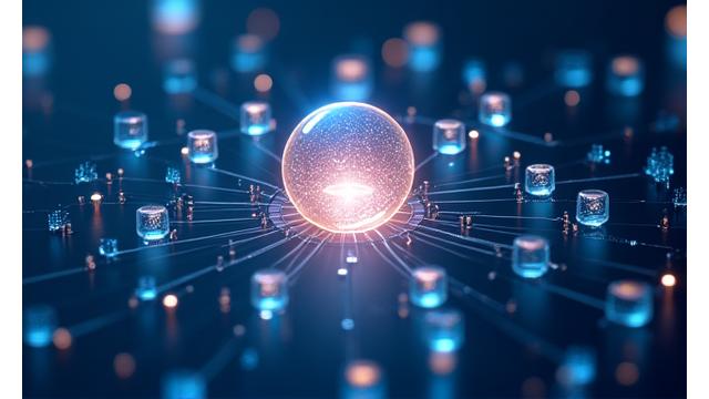 Network of connected nodes representing decentralized governance