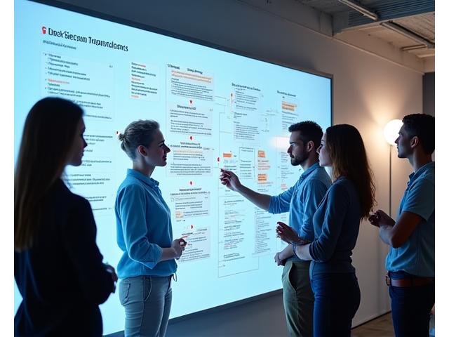 Group of diverse developers collaborating in a modern office