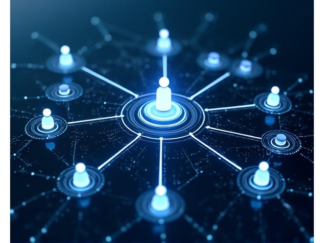 A visual representation of a decentralized autonomous organization (DAO) framework, showing the flow of proposals, voting processes, and diverse participant roles.